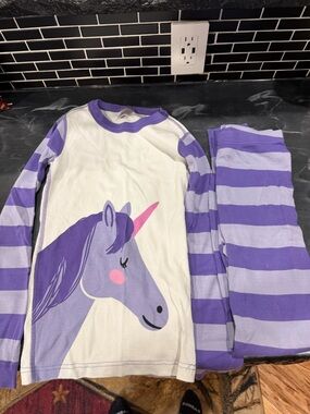 Hanna Andersson Purple Unicorn Stripe Pajama Set